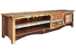 NATURE OF SPIRIT #136 Mobile TV In Legno Riciclato  Laccato / Multicolore 200x50x50