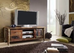 Mobile TV In Legno Di Legno Riciclato 145x50x55 Multicolore Laccato FABLE #10