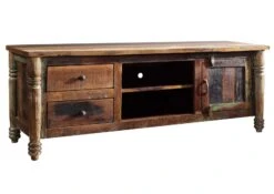 Mobile TV In Legno Di Legno Riciclato 145x50x55 Multicolore Laccato FABLE #10 -Massivmoebel24 09 313 751 0010 9