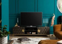 Mobile TV In Legno Di Mango 190x45x50 Grigio Scuro Oliato DIAMOND #105