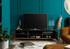 Mobile TV In Legno Di Mango 190x45x50 Grigio Scuro Oliato DIAMOND #105 -Massivmoebel24 09 313 760 0005 4