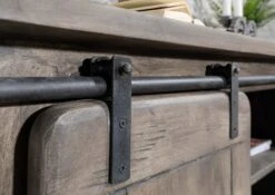 Credenza In Legno Di Mango 128x45x70 Grigio Scuro Laccato RAILWAY #202 16 Credenza In Legno Di Mango 128x45x70 Grigio Scuro Laccato RAILWAY #202 -Massivmoebel24 09 313 772 1003 6