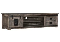 Mobile TV In Legno Di Mango 200x55x50 Grigio Scuro Laccato RAILWAY #236 -Massivmoebel24 09 313 772 1030 9