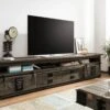 Mobile TV In Legno Di Mango 260x50x60 Grigio Scuro Laccato RAILWAY -Massivmoebel24 09 313 772 1055 1