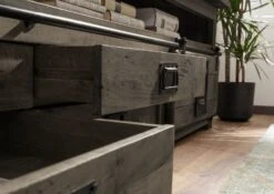 Mobile TV In Legno Di Mango 260x50x60 Grigio Scuro Laccato RAILWAY 16 Mobile TV In Legno Di Mango 260x50x60 Grigio Scuro Laccato RAILWAY -Massivmoebel24 09 313 772 1055 6