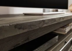 Mobile TV In Legno Di Mango 260x50x60 Grigio Scuro Laccato RAILWAY 17 Mobile TV In Legno Di Mango 260x50x60 Grigio Scuro Laccato RAILWAY -Massivmoebel24 09 313 772 1055 7