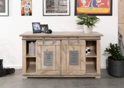 Credenza In Legno Di Mango 128x45x70 Sbiancato Laccato RAILWAY #302 14 Credenza In Legno Di Mango 128x45x70 Sbiancato Laccato RAILWAY #302 -Massivmoebel24 09 313 772 2003 4