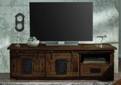 TV-Board Mango 160x45x50 Braun Lackiert RAILWAY #401 -Massivmoebel24 09 313 772 3002 03