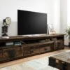 TV-Board Mango 260x50x60 Braun Lackiert RAILWAY #455 -Massivmoebel24 09 313 772 3055 01