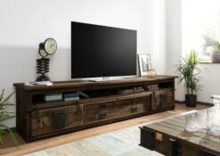 TV-Board Mango 260x50x60 Braun Lackiert RAILWAY #455
