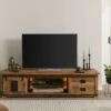 Mobile Tv In Legno Di Mango / Legno Riciclato 200x55x50 Laccato Naturale RAILWAY LUX #131 -Massivmoebel24 09 313 773 0031 01
