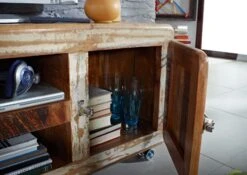 Mobile TV In Legno Di Legno Riciclato 135x40x56 Multicolore Laccato FREEZY #10 -Massivmoebel24 09 313 803 1016 5