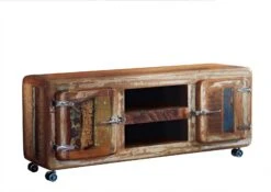 Mobile TV In Legno Di Legno Riciclato 135x40x56 Multicolore Laccato FREEZY #10 -Massivmoebel24 09 313 803 1016 9