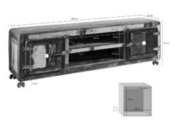 Mobile TV In Legno Di Legno Riciclato 180x45x53 Multicolore Laccato FREEZY #32 -Massivmoebel24 09 313 803 1022 08