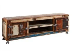 Mobile TV In Legno Di Legno Riciclato 180x45x53 Multicolore Laccato FREEZY #32 -Massivmoebel24 09 313 803 1022 9