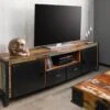 Mobile TV In Legno Di Legno Riciclato 178x43x55 Multicolore Laccato INDUSTRIAL #105 -Massivmoebel24 09 313 811 0105 1