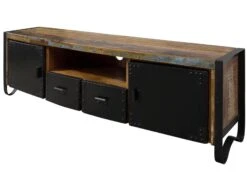Mobile TV In Legno Di Legno Riciclato 178x43x55 Multicolore Laccato INDUSTRIAL #105 -Massivmoebel24 09 313 811 0105 9