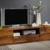 Mobile TV In Legno Di Sheesham / Palissandro 200x45x50 Noce Laccato DUKE #123 -Massivmoebel24 09 313 813 0123 01