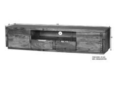 Mobile TV In Legno Di Sheesham / Palissandro 200x45x50 Noce Laccato DUKE #123 -Massivmoebel24 09 313 813 0123 8