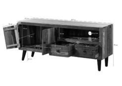 SIXTIES #116 Mobile TV In Legno Riciclato - Laccato / Multicolore 160x45x70 -Massivmoebel24 09 313 815 0016 8