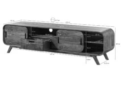 MAILAND #226 Mobile TV In Legno Di Sheesham Laccato / Marrone Scuro 173x40x48 -Massivmoebel24 09 313 875 0126 08