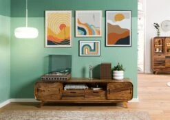 MAILAND #226 Mobile TV In Legno Di Sheesham Laccato / Marrone Scuro 173x40x48