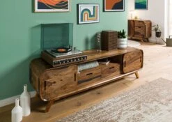 MAILAND #226 Mobile TV In Legno Di Sheesham Laccato / Marrone Scuro 173x40x48 -Massivmoebel24 09 313 875 1126 03