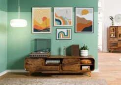 MAILAND #226 Mobile TV In Legno Di Sheesham Laccato / Marrone Scuro 173x40x48 -Massivmoebel24 09 313 875 1126 04