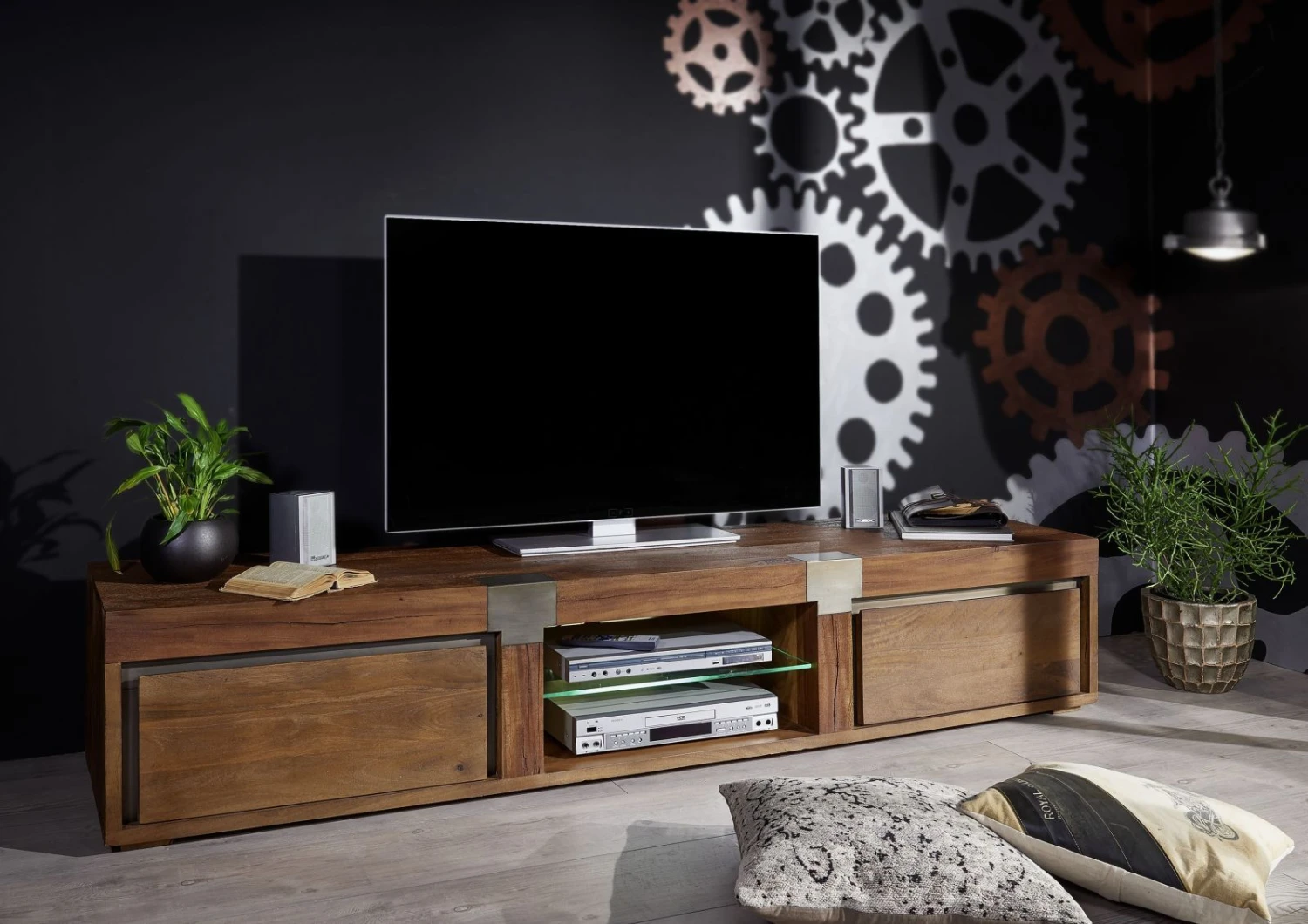 Mobile TV In Legno Di Mango 205x48x39 Marrone Laccato AMSTERDAM #02 3 Mobile TV In Legno Di Mango 205x48x39 Marrone Laccato AMSTERDAM #02