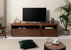 Mobile TV In Legno Di Mango 180x48x55 Marrone Laccato AMSTERDAM #25 -Massivmoebel24 09 313 877 0025 3
