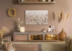 AMSTERDAM #103 Mobile Tv In Legno Di Acacia - Laccato / Natur 205x48x39