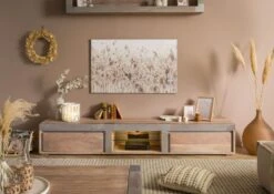 AMSTERDAM #104 Mobile Tv In Legno Di Acacia - Laccato / Natur 240x48x39