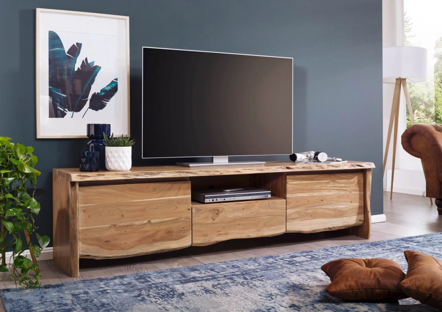 Mobile TV In Legno Di Acacia 191x45x50 Acacia Naturale Laccato PURE ACACIA #702 3 Mobile TV In Legno Di Acacia 191x45x50 Acacia Naturale Laccato PURE ACACIA #702