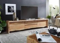 Mobile TV In Legno Di Acacia 220x45x50 Acacia Naturale Laccato PURE ACACIA #704