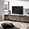 Mobile TV In Legno Di Acacia 220x45x50 Grigio Scuro Laccato PURE ACACIA #904 -Massivmoebel24 09 313 886 9004 1