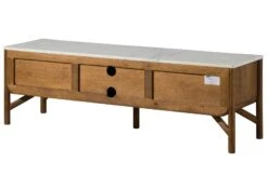 Mobile TV In Legno Di Mango 160x45x50 Marrone Oliato / Vero Marmo LOS ANGELES #01 -Massivmoebel24 09 313 891 0101 10