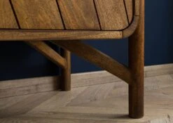 Mobile TV In Legno Di Mango 180x45x50 Marrone Oliato / Vero Marmo LOS ANGELES #03 -Massivmoebel24 09 313 891 0103 05