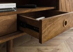 Mobile TV In Legno Di Mango 180x45x50 Marrone Oliato / Vero Marmo LOS ANGELES #03 -Massivmoebel24 09 313 891 0103 06