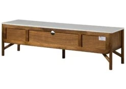 Mobile TV In Legno Di Mango 180x45x50 Marrone Oliato / Vero Marmo LOS ANGELES #03 -Massivmoebel24 09 313 891 0103 10