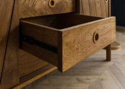 Credenza In Legno Di Mango 140x45x65 Marrone Oliato / Vero Marmo LOS ANGELES #08 -Massivmoebel24 09 313 891 0108 05