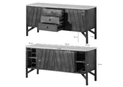 Credenza In Legno Di Mango 140x45x65 Marrone Oliato / Vero Marmo LOS ANGELES #08 -Massivmoebel24 09 313 891 0108 08