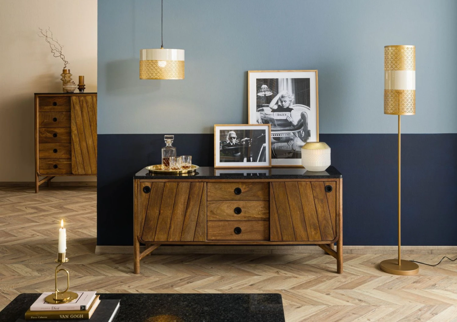 Credenza In Legno Di Mango 140x45x65 Marrone Oliato / Granito Scuro LOS ANGELES #108 3 Credenza In Legno Di Mango 140x45x65 Marrone Oliato / Granito Scuro LOS ANGELES #108