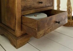 RODEZ #151 Vetrina In Legno Di Mango - Oliato / Marrone Scuro 65x45x190 -Massivmoebel24 09 320 156 0251 04