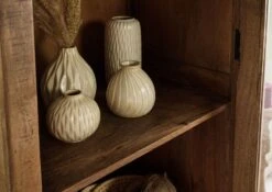 RODEZ #151 Vetrina In Legno Di Mango - Oliato / Marrone Scuro 65x45x190 -Massivmoebel24 09 320 156 0251 07