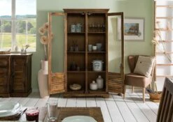 RODEZ #152 Vetrina In Legno Di Mango - Oliato / Marrone Scuro 100x45x190 -Massivmoebel24 09 320 156 0252 03