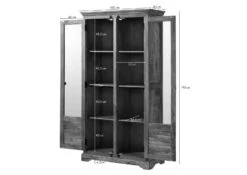 RODEZ #152 Vetrina In Legno Di Mango - Oliato / Marrone Scuro 100x45x190 -Massivmoebel24 09 320 156 0252 08