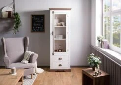 Vetrina In Legno Di Mango 65x45x190 Laccato Bianco TOULOUSE #102