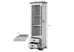 Vetrina In Legno Di Mango 65x45x190 Laccato Bianco TOULOUSE #102 -Massivmoebel24 09 320 188 1002 08