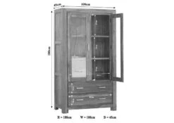 Vetrina In Legno Di Sheesham / Palissandro 100x45x180 Miele Laccato METRO LIFE #101 -Massivmoebel24 09 320 520 1001 8