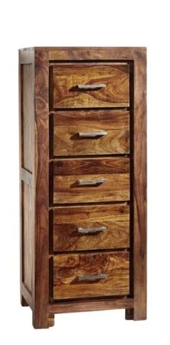 METRO LIFE #120 Cassettiera In Legno Di Sheesham - Laccato / Life honey 50x40x120 -Massivmoebel24 09 320 520 1020 10